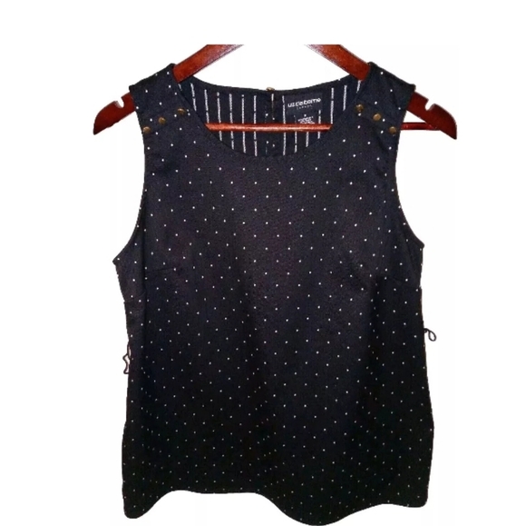 Liz Claiborne Career Sleeveless Black Top Polka Dot Top - Picture 2 of 7